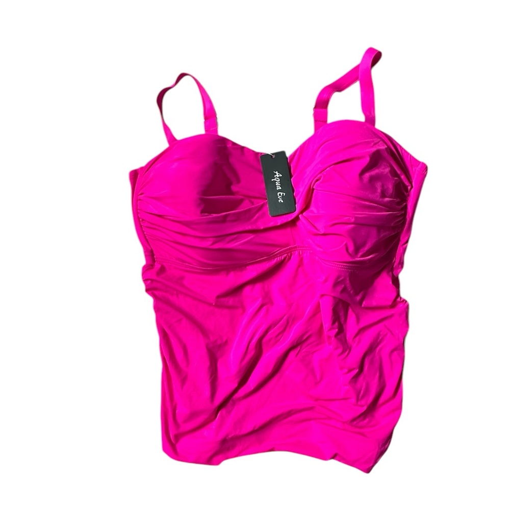 Pink Ruched Bustier Swimsuit Camisole Bodysuit